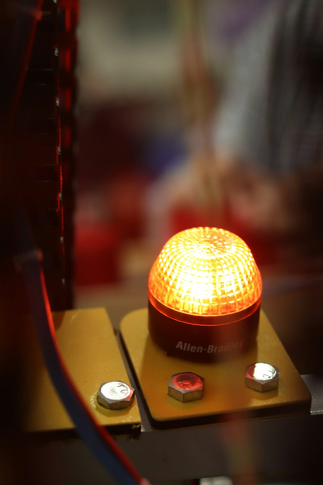 Live signal encoder rack with glowing status lights